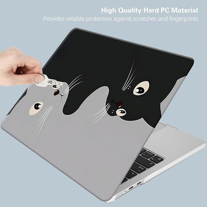KEROM Compatible for MacBook Pro 13 Inch Case 2025 2024 2023 2022-2016 M2 M1 A2338 A2289 A2251 A2159 A1989 A1706 A1708, Cute Aesthetic Protective Plastic Hard Shell & Keyboard Cover, Two Cats