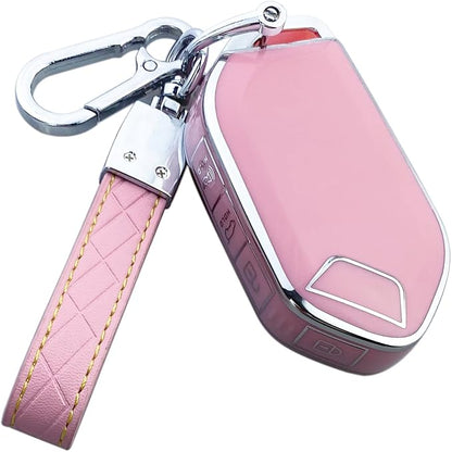 Key Fob Cover Case Compatible with Kia Telluride 2023 2024 2025 EV5 Car Interior Accessories Shell Holder Protector (Pink)