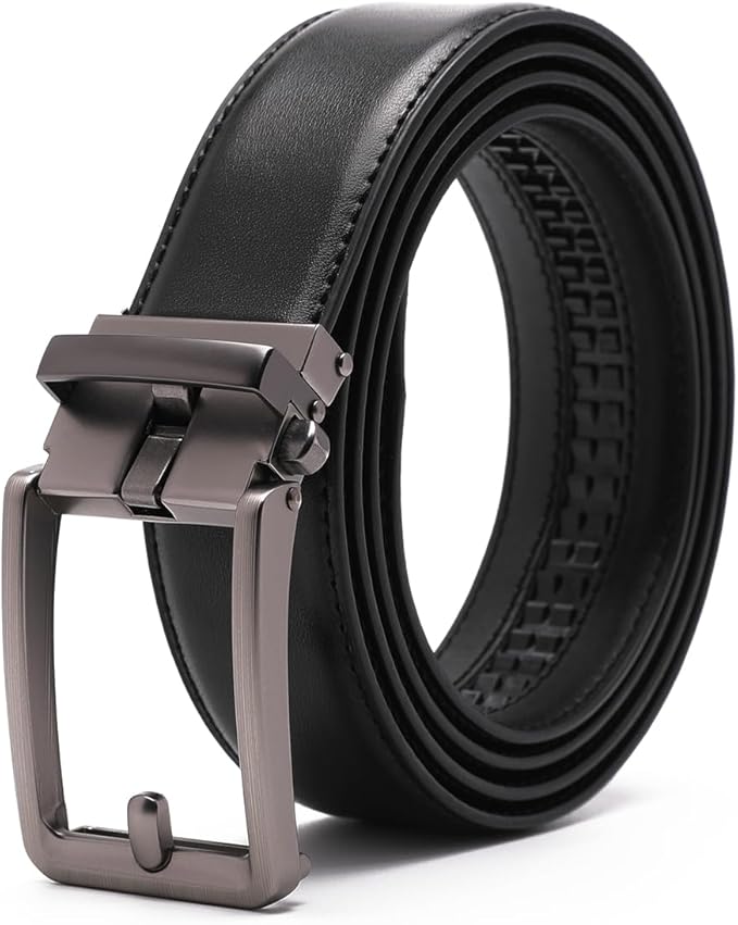 Fabio Valenti Mens Belt,Ratchet Belt Dress with 1 3/8" Genuine Leather with Easier Adjustable Buckle, Trim to Fit