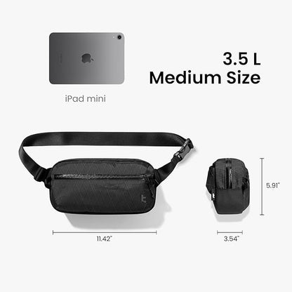 tomtoc 3.5L X-Pac Sling Bag with RFID Blocking, Crossbody Bag Minimalist Chest Shoulder Pack for Men/Women, Water-resistant Lightweight Casual Funny Pack for Travel/Daily Commute