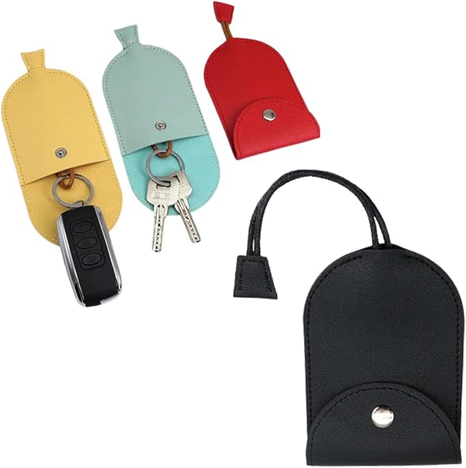 4 Pack Car Key Case Pull Out Key Holder Protector PU Leather Non Scratch Key Fob Case Protective Cover Organizer for Key Fob Keyless Entry Remote Control House Keys Garage Door Opener Remote