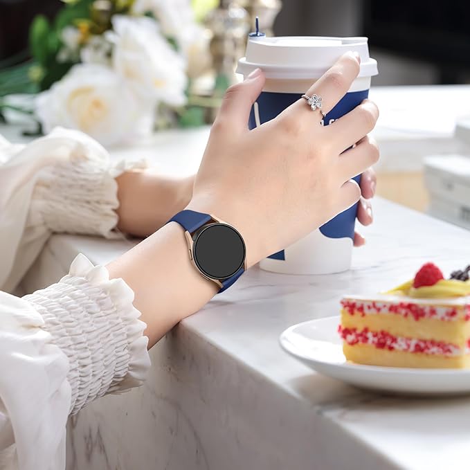 GEAK Compatible with Samsung Galaxy Watch 7 6 Band/Galaxy Watch 4 5 Band 40mm 44mm,20mm Soft Slim Silicone Replacement Strap for Samsung Watch 4 5 6 7 Bands Active 2 Large Black/White/Gray/Navy