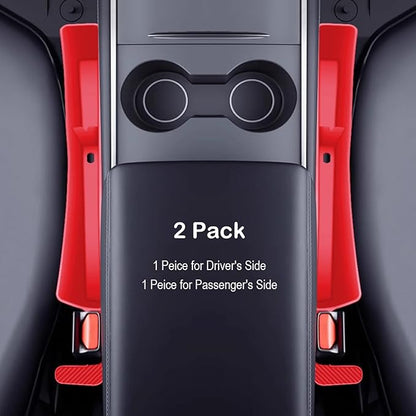 Car Seat Gap Filler Organizer, 2 Pack No-Drop Seat Side Gap Filler Plug Strip with Storage & Belt Slot, Universal Fit Auto Catcher Fill The Gap Between Seat & Console for Car, SUV, Truck, Red