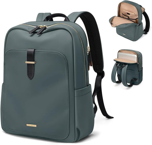 Laptop Backpack for Women,Casual Work Business Backpacks Purse Carry on Travel Backpack,15.6 Inch,Dark Green
