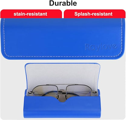 RayLove Glasses Case Hard Shell, Travel Sunglasses Case, Leather Hard Eyeglass Case for Women, Reading Glasses Case for Men
