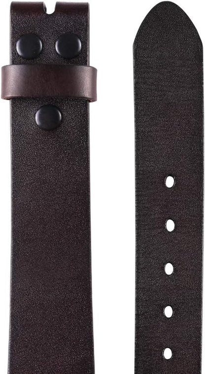 NPET Men's Full Grain Leather Belt Vintage Distressed Style with Snap-On Strap 1 1/2" Wide without Buckle