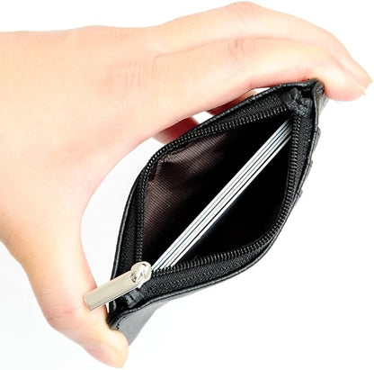 Badge Holder with Zipper, Life-Mate PU Leather ID Badge Card Holder Wallet Case with 5 Card Slots Zipper Pocket 19" Polyester Neck Lanyard Heavy Duty Metal Retractable Badge Reel (Black)