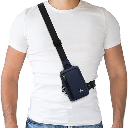 Peicees Small Crossbody Bag for Men Women Mini Sling Bag Travel Running Phone Daypack Cross Body Shoulder Bags with Keyholder