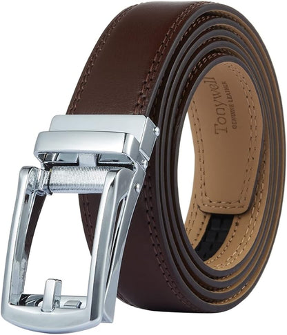Tonywell Mens Leather Ratchet Belts with Click Buckle Perfect Fit Dress Belt 30mm Wide