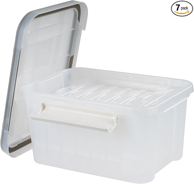 IRIS USA 4" x 6" |Made in USA| WeatherPro Photo Storage Box and Picture Containers, 7 Inner Cases for Tasks, Stickers, Ephemera, & Flashcards - Clear