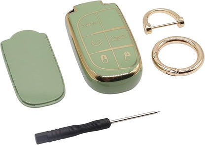 Elegananccy for Jeep Key Fob Cover, Soft Full Protection Key Case Shell Compatible with Jeep Smart Key 3 4 5 Buttons Protector (Green)