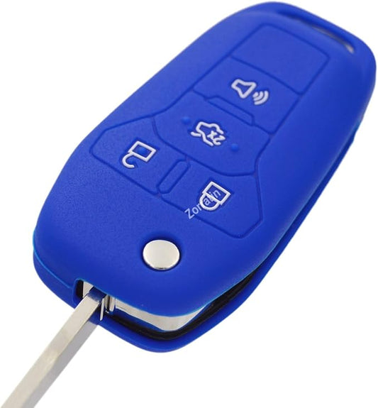 Silicone Rubber Key Fob Cover Protector for Ford Fusion Explorer (Flip Key) N5F-A08TAA 164-R7986 5924003 4 Button Remote Control
