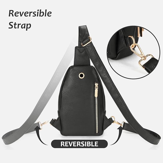 ANPTER Sling Bag for Men Crossbody Chest Bag,PU leather Over the Shoulder Purse Cross Body Sling Backpack for Travel
