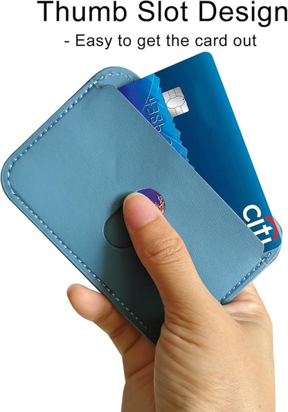 Larpur Convenient PU Leather Work ID Holder with Retractable Reel & Lanyard - Perfect for Office, School, and Key/Credit Card Storage (Aqua)