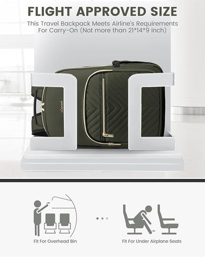 LOVEVOOK Laptop Backpack for Women, Travel Computer Work Bags with 17-inch Laptop Compartment, College School Student Bag Teen Backpacks For Girls, Outdoor Carry On Backpack Purse, Army Green