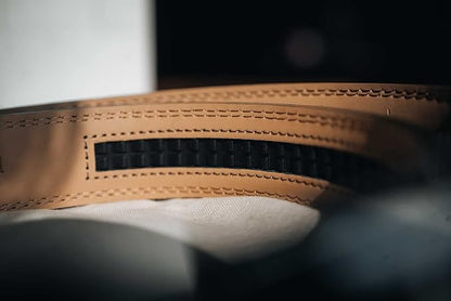Tonywell Mens Leather Ratchet Belts with Click Buckle Perfect Fit Dress Belt 30mm Wide