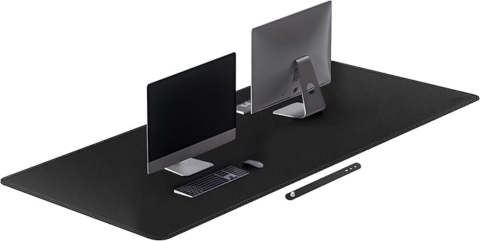 Cacoy 70.9x31.5 Inches Faux Leather Desk Pad Blotter, Waterproof Table Protector Mat, Large Gaming Computer Mouse Pad, Office and Home Desk Matt for Desktop, Black