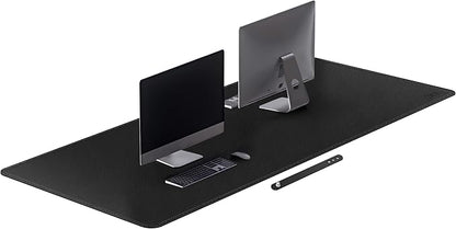 Cacoy 70.9x31.5 Inches Faux Leather Desk Pad Blotter, Waterproof Table Protector Mat, Large Gaming Computer Mouse Pad, Office and Home Desk Matt for Desktop, Black