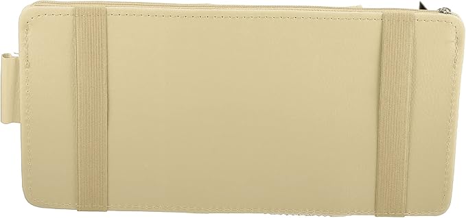 X AUTOHAUX Car Sun Visor Organizer Auto Interior Accessories Car Sunglass Holder Pocket Storage Pouch Organizer with Zipper Beige