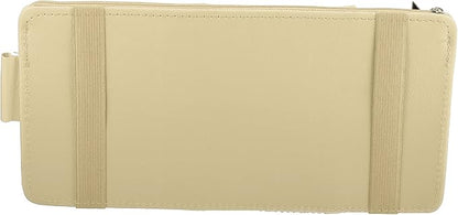 X AUTOHAUX Car Sun Visor Organizer Auto Interior Accessories Car Sunglass Holder Pocket Storage Pouch Organizer with Zipper Beige