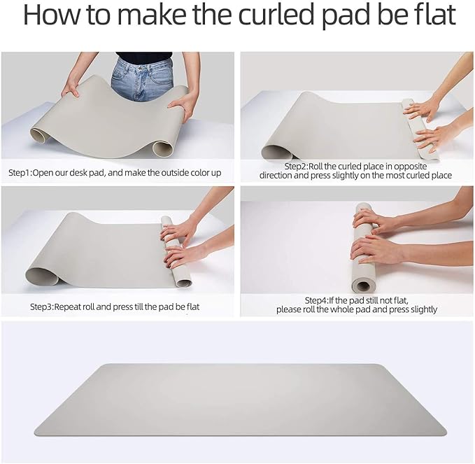 YSAGI Dual-Sided Desk Pad Protector, Desk Mat with Non-Slip - Waterproof PU Leather Office Desk Blotter for Mouse, Keyboard, Writing (31.5" x 15.7", Grey)