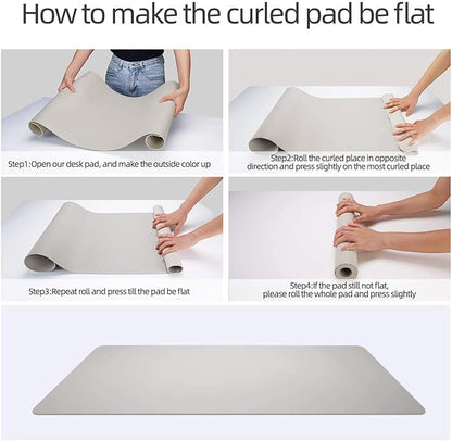 YSAGI Dual-Sided Desk Pad Protector, Desk Mat with Non-Slip - Waterproof PU Leather Office Desk Blotter for Mouse, Keyboard, Writing (31.5" x 15.7", Grey)