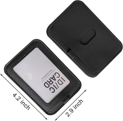 Larpur Retractable Badge Holder, PU Leather Work ID Card Holder Case for School Office, Key Card Credit Card Holders with Badge Reel Detachable Lanyard (Black)
