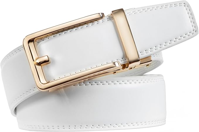 Founders & C Men's Leather Ratchet Comfort Click Belt Dress with Slide Buckle -Adjustable Trim to Fit