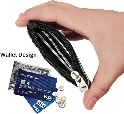 【2025 Latest】 Cute ID Badge Holder Retractable Lanyard Reel Clip with Heavy Duty Carabiner, 5 Card Slots in 2 Sided with Key Ring and Zipper for Students Teens Boys Girls Office Staff Women (Black)