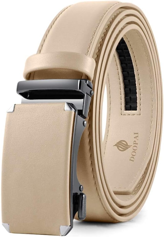 DOOPAI Belt Men, Ratchet Dress Adjustable 1 3/8" Sliding Leather Designer, Size Length Can be Cut, with Gift Box