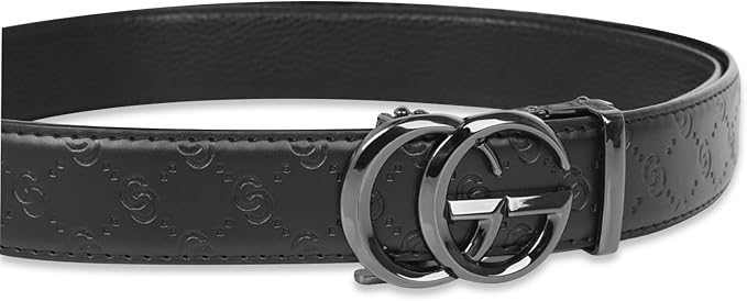 Aurolran Men&Womens Leather Dress Belt Business Automatic Buckle Belt Color-Black Silver Gold