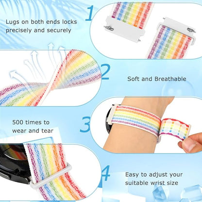 19mm Nylon Sport Quick Release Watch Bands Compatible with GRV FC1/FC5/Willful/YAMAY/Letsfit/LETSCOM/TEMINICE/LIFEBEE/Lintelek ID205 ID205L ID205G ID205S ID205U/Blackview Band for Women Men