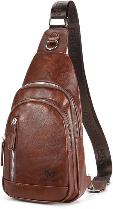 Crossbody Bags for Men Leather Sling Bags Mens Chest Bag Backpack Travel Hiking Fishing Outdoor Sports
