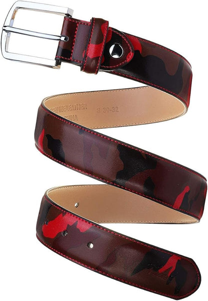 Falari Men Genuine Leather Casual Dress Belt With Single Prong Buckle, Classic Style Belt