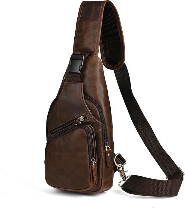 Le'aokuu Men Fashion Casual Tea Designer Travel Hiking Crossbody Chest Sling Bag Rig One Shoulder Strap Bag Men Leather 8015 | Fashion, Casual, Tea, Designer, Travel, Hiking