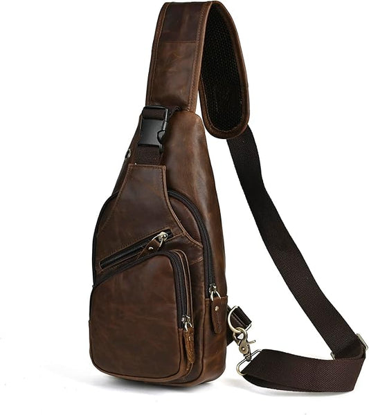Le'aokuu Men Fashion Casual Tea Designer Travel Hiking Crossbody Chest Sling Bag Rig One Shoulder Strap Bag Men Leather 8015 | Fashion, Casual, Tea, Designer, Travel, Hiking
