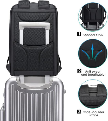 BANGE Anti Theft Backpack with Lock,Business Backpack with USB Charging Port, Office Laptop Fit for 15.6 INCH Laptop