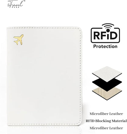Passport Holder for Travel Essentials,RFID Blocking Passport Cover Case for Travel Accessories,Travel Wallet for Women Men (Cream)