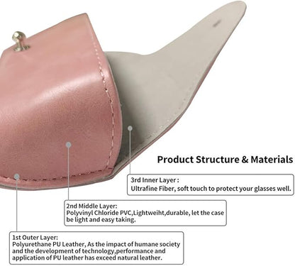 LogHog Portable Leather Glasses Case,Flexible Sunglasses Pouch Slim Case for Women Men Horizontal Eyeglass Case