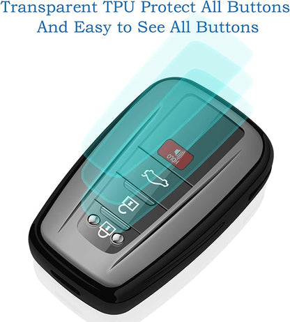 Autophone for Toyota Key Fob Cover with Keychain Soft TPU Key Shell Case,For 2019-2026 Rav4 2020-2022 Highlander Corolla Prius 2018-2024 Camry C-HR Avalon GT86 2021-2024 4runner(Black)