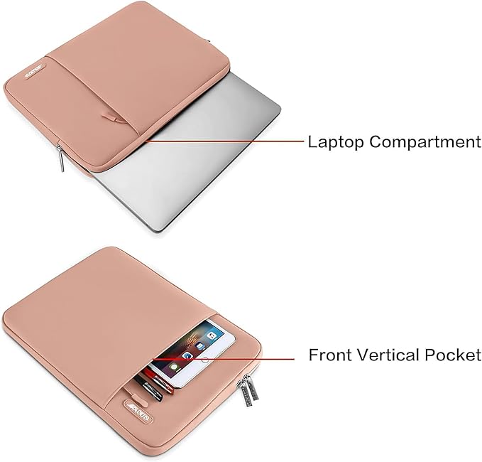 MOSISO Laptop Case 15 inch, 15 inch Laptop Sleeve Compatible with MacBook Air M5 A3448 M4 A3241 M3 A3114 M2 A2941 2026-2023, Dell XPS, Polyester Vertical Computer Sleeve Bag with Pocket, Salmon Pink