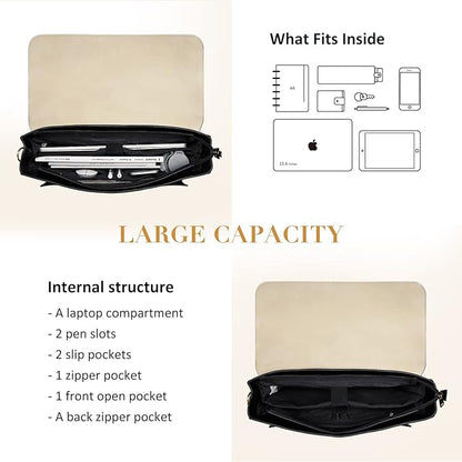 ECOSUSI Laptop Bag for Women Vegan Leather Messenger Bag Fashion Briefcase Computer Satchel Bag