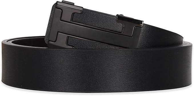 Aurolran Men&Womens Leather Dress Belt Business Automatic Buckle Belt Color-Black Silver Gold