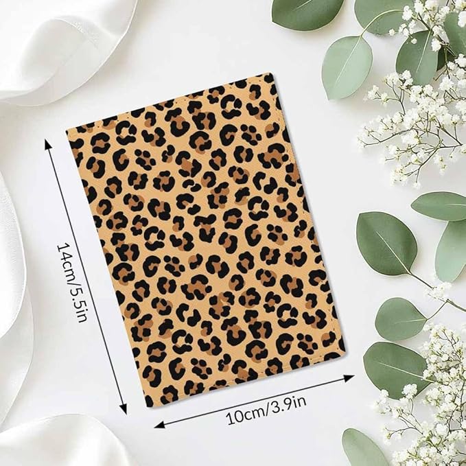 Leopard Print Passport Holder for Travel Animal Skin Texture PU Leather Passport Cover Wallet Cute Passport Card Holder for Women and Men