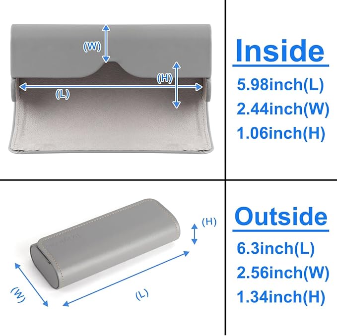 RayLove Glasses Case Hard Shell, Travel Sunglasses Case, Leather Hard Eyeglass Case for Women, Reading Glasses Case for Men