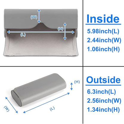 RayLove Glasses Case Hard Shell, Travel Sunglasses Case, Leather Hard Eyeglass Case for Women, Reading Glasses Case for Men
