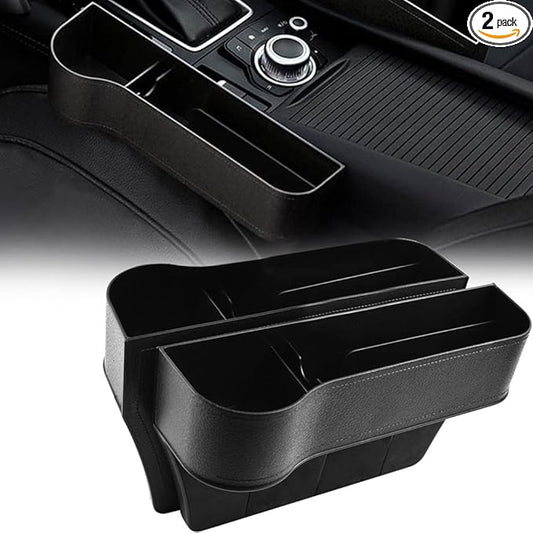 XUKEY Car Seat Gap Filler Organizer Multifunctional Car Side Seat Gap Filler Console Side Storage Box Holders for Sunglasses, Phone, Keys Car Accessories (2 Pack)