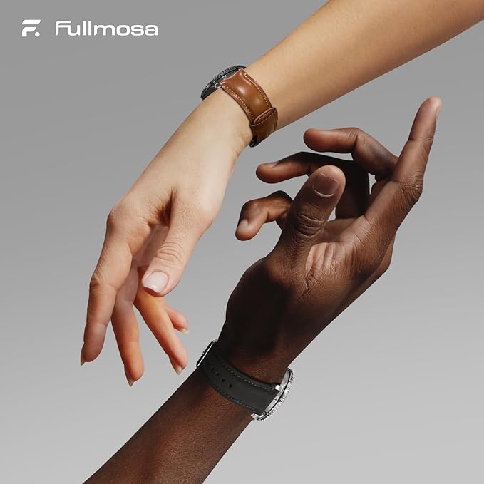 Fullmosa 18mm 20mm 22mm 24mm Leather Watch Bands, 2 Pack Soft Quick Release Watch Strap Compatible with Garmin Vivoactive 5/6/4/3, Venu 4/3S/2S, Samsung Galaxy Fossil Amazfit for Men Women,22mm Toffee Brown&Black/Black&Silver