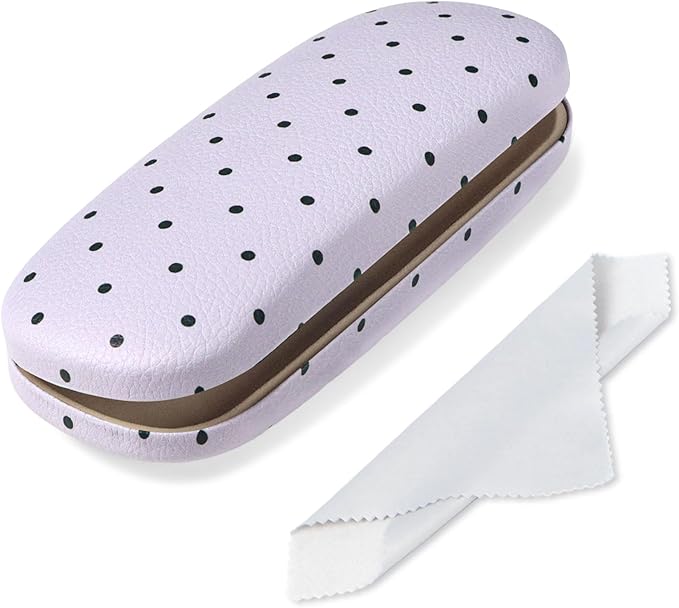 Glasses Case Hard, Cute Sunglasses Case for Women Leather Protective Case for Eyeglass with Cleaning Cloth
