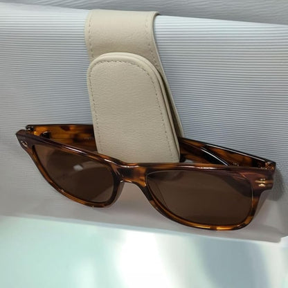 EldHus Car Sunglass Holder for Visor, Magnetic Car Eyeglass Holder Clip, Universal Vehicle Sunglasses Eyeglasses Mount, 1 Pack Beige